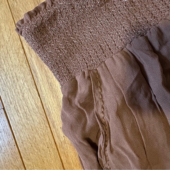 Sundance Smocked Waist Flowy Wide Leg Pants Womens Brown - Picture 5 of 7